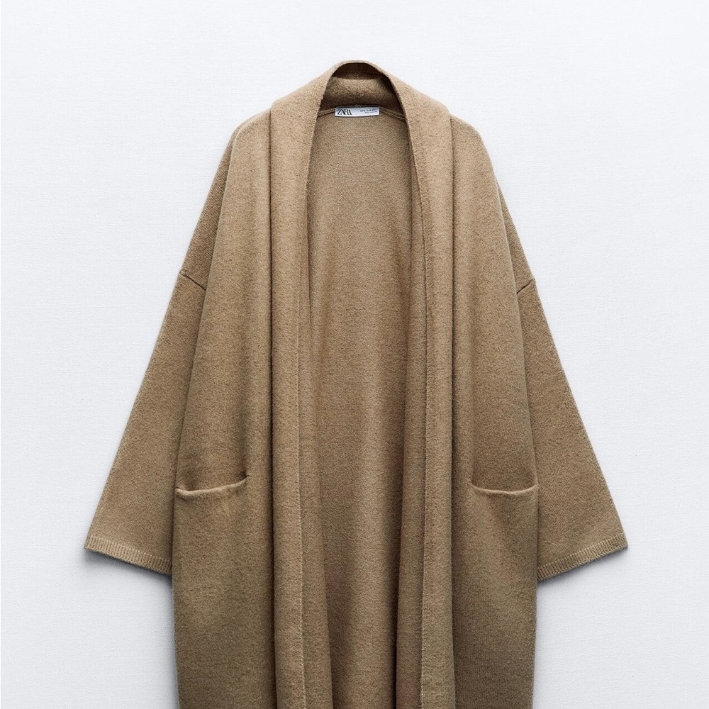 Zara Camel Open Front Cardigan Like New